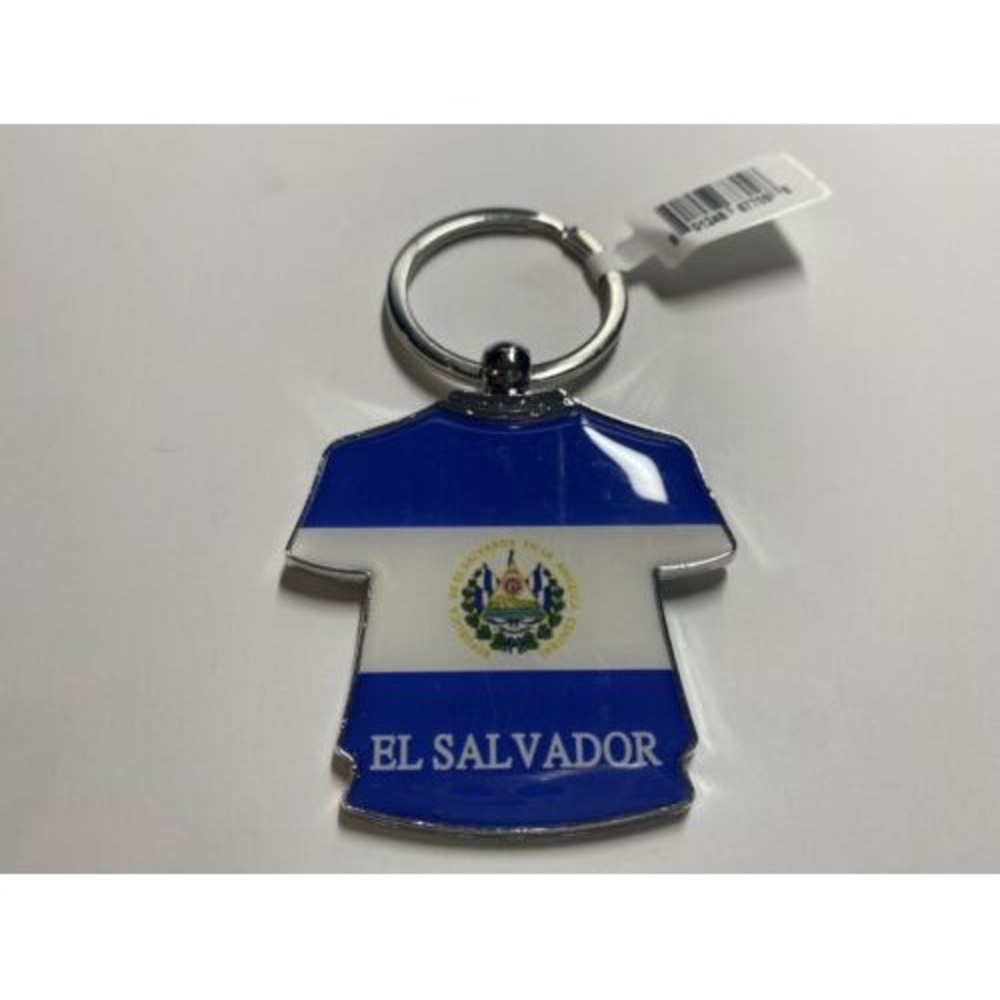 El Salvador T-Shirt Jersey Keychain Blue White Silver Tone Metal New 67709
